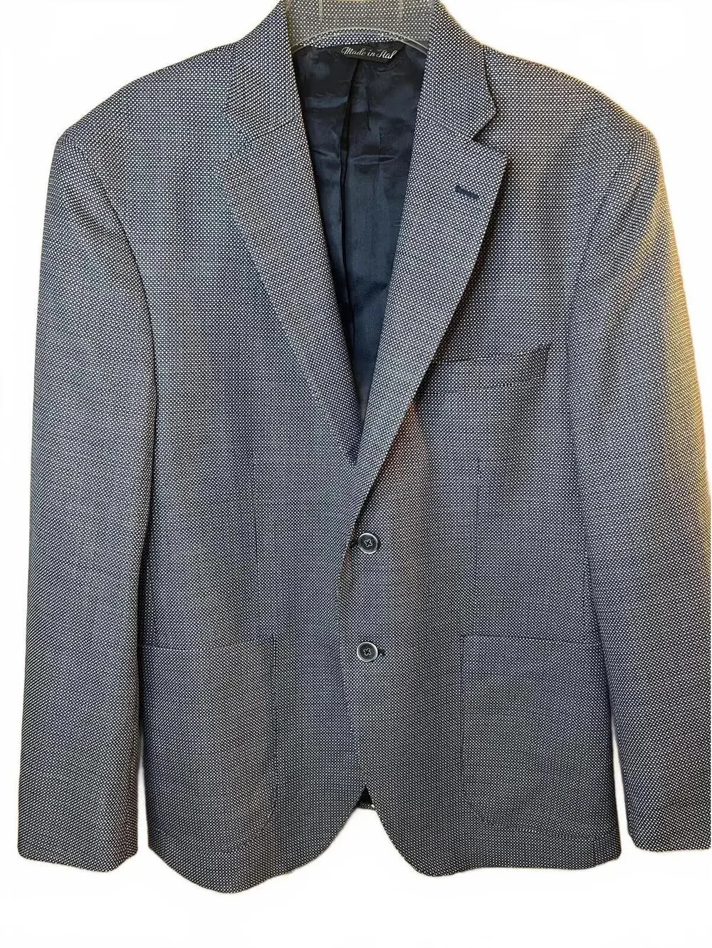 Reda 1865 Milano Italian Wool Sport Coal Blazer 40R Gray Birdseye Made in Italy